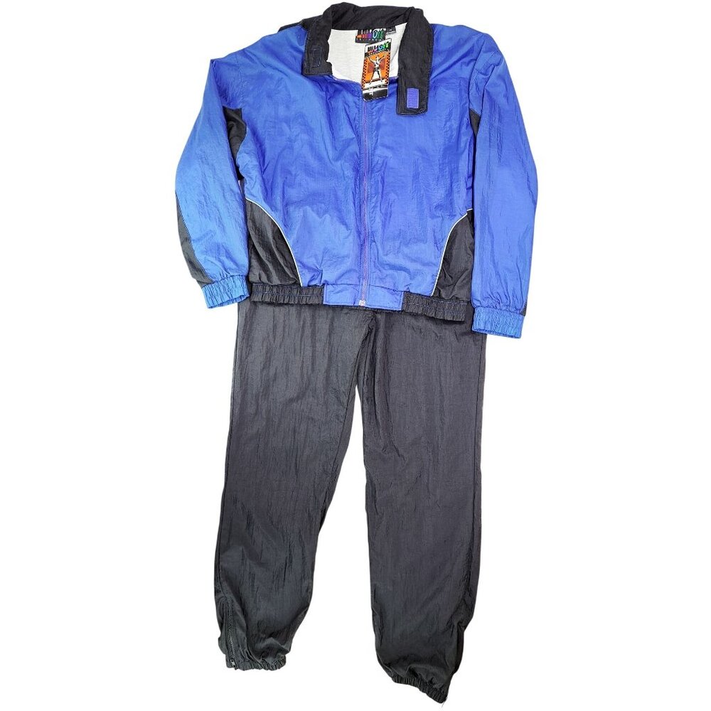 Vintage Voit Equipment Men Tracksuit Jacket Pants Size Large Blue Black New YKK